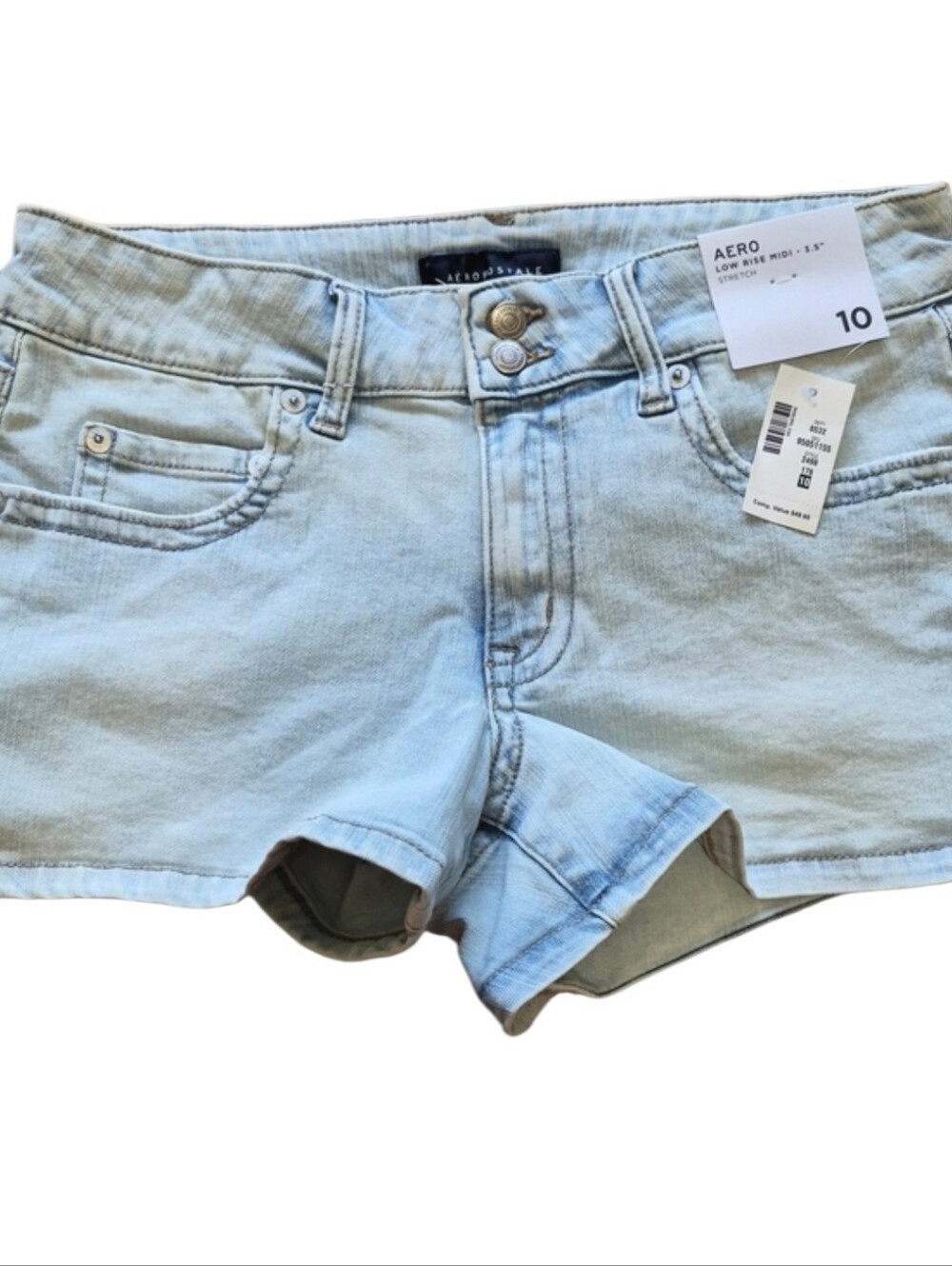 Aeropostale Aero Low Rise Midi 3.5" Stretch Denim Shorts Size 10 New with Tags